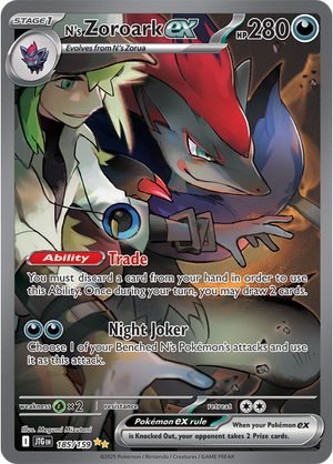 Zoroark-ex-JTG-185 Zoroark, Carta Journey together 185. Top 3 mejores cartas de journey together