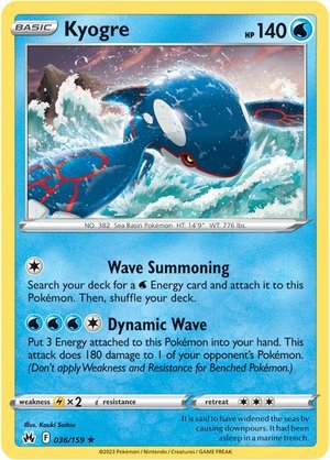 Pokémon Kyogre en carta coleccionable.