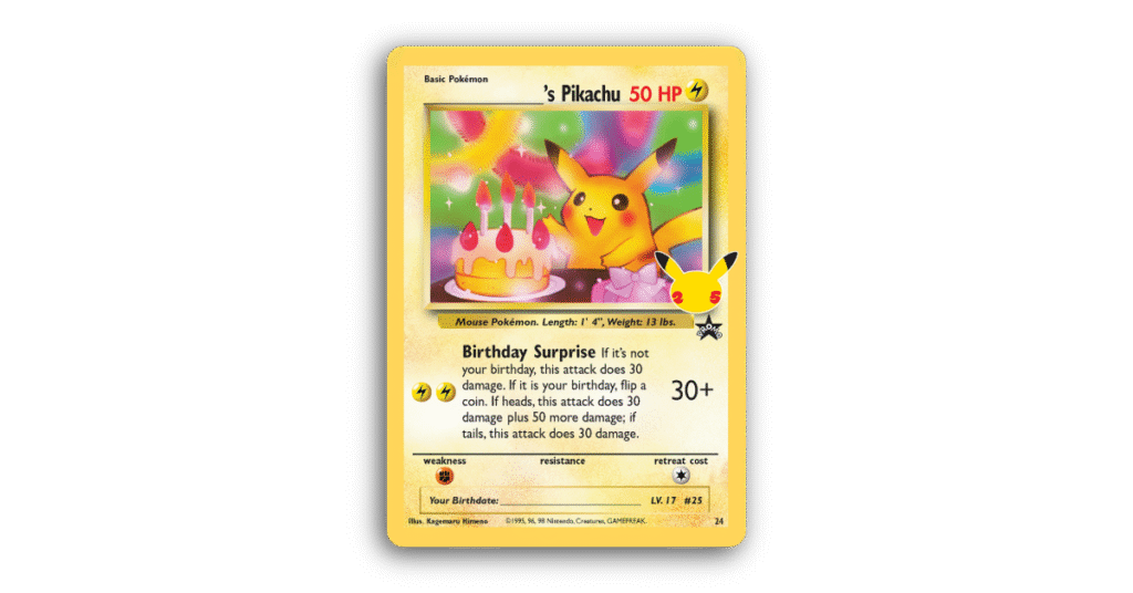 No podemos olvidar lo más importante. en la próxima Pokémon TCG Celebration Collection 30 aniversario ¡celebraremos el cumpleaños número 30 de Pikachu!