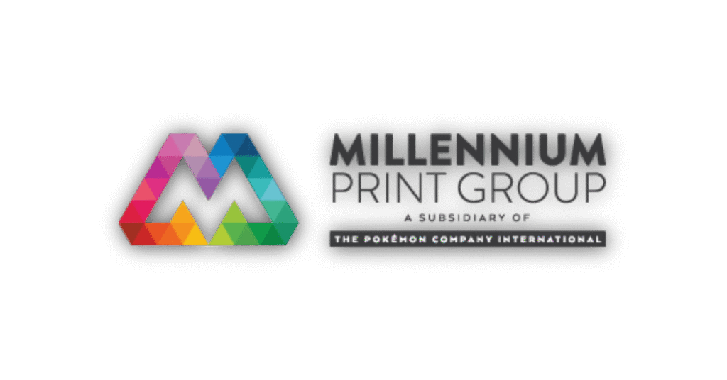 El logo de la compañía que imprimirá más cartas Pokemon.