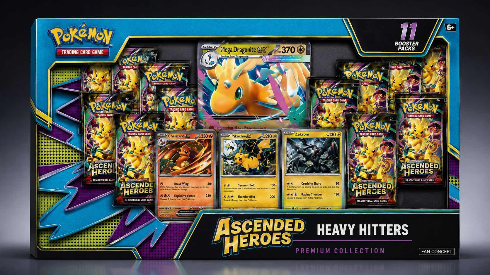 Ascended Heroes Heavy Hitters Premium Collection caja oficial con Mega Dragonite ex y 11 sobres