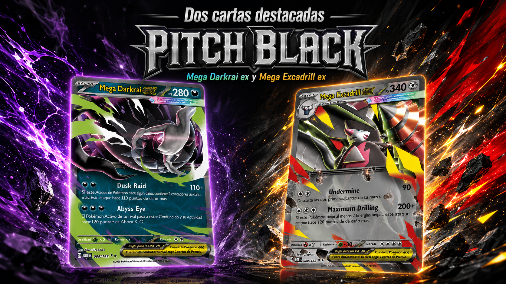 Mega Darkrai ex Mega Excadrill ex cartas inglesas Pitch Black
