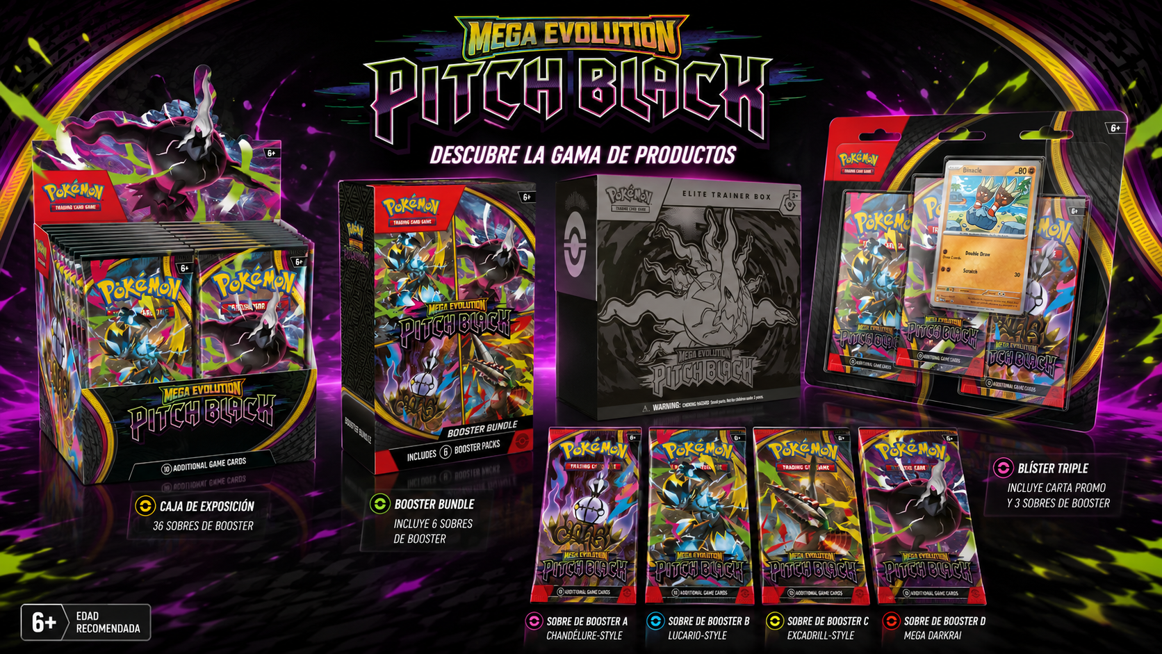 Sobres Booster Box Pokémon TCG Pitch Black Mega Darkrai ex