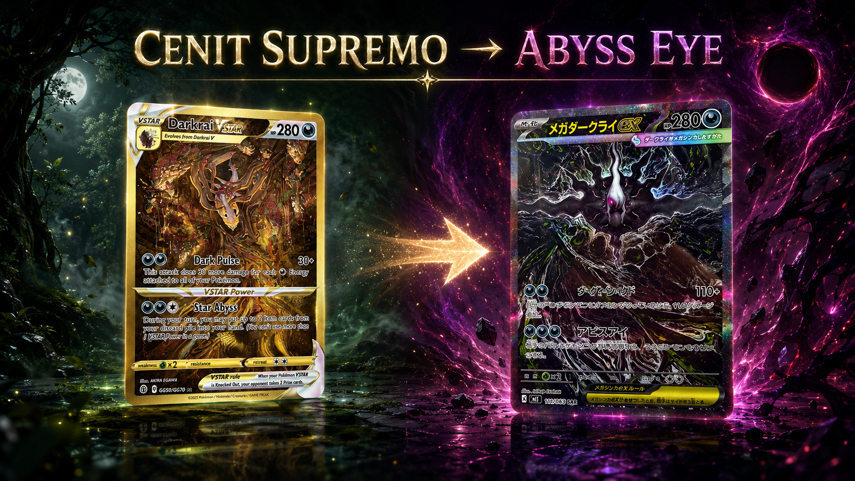 Mega Darkrai ex SAR Akira Egawa y Mega Hyper Rare dorada Abyss Eye precio