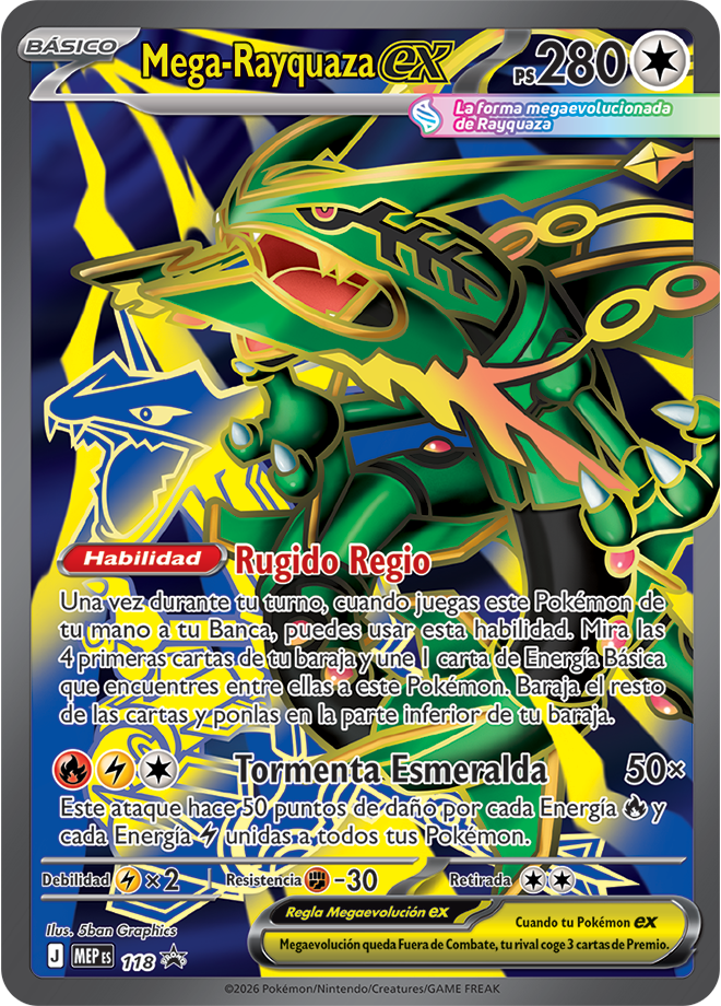 La colección torneo prémium de Mega-Rayquaza ex llegará a principios de 2027