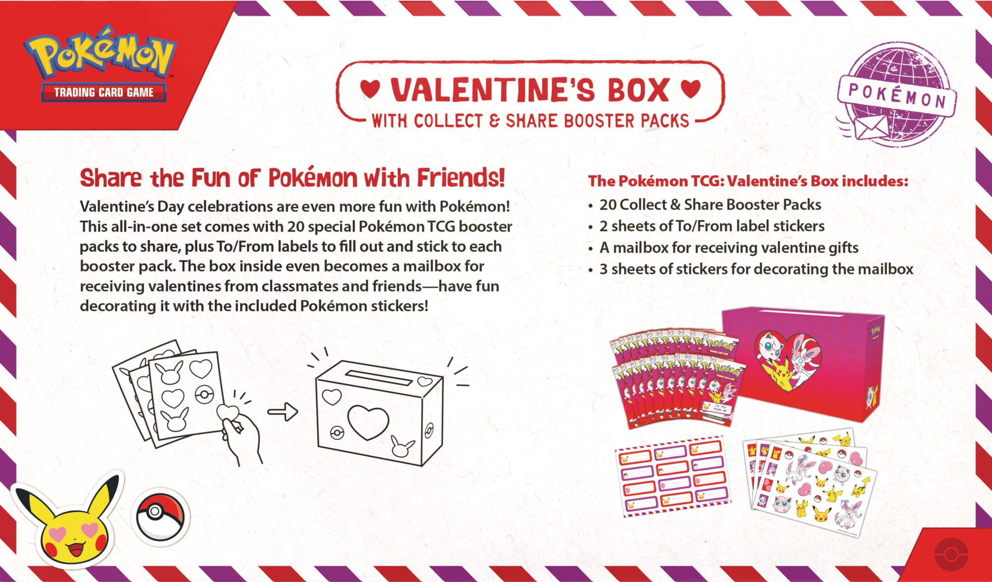 Pokemon TCG Valentine's Box llegará en enero con un buzón y minisobres