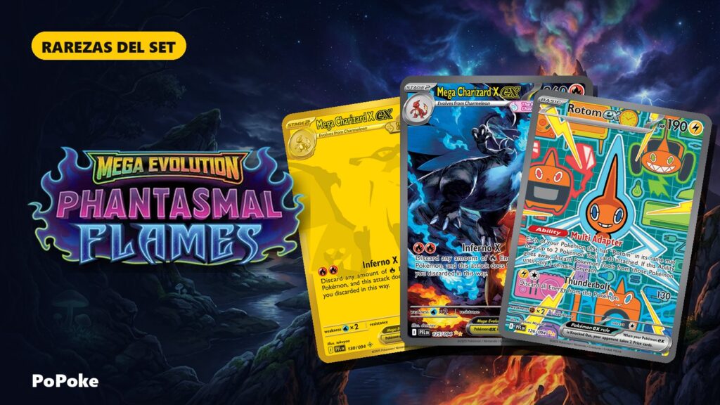 Portada de Phantasmal Flames: logo, cartas y productos oficiales